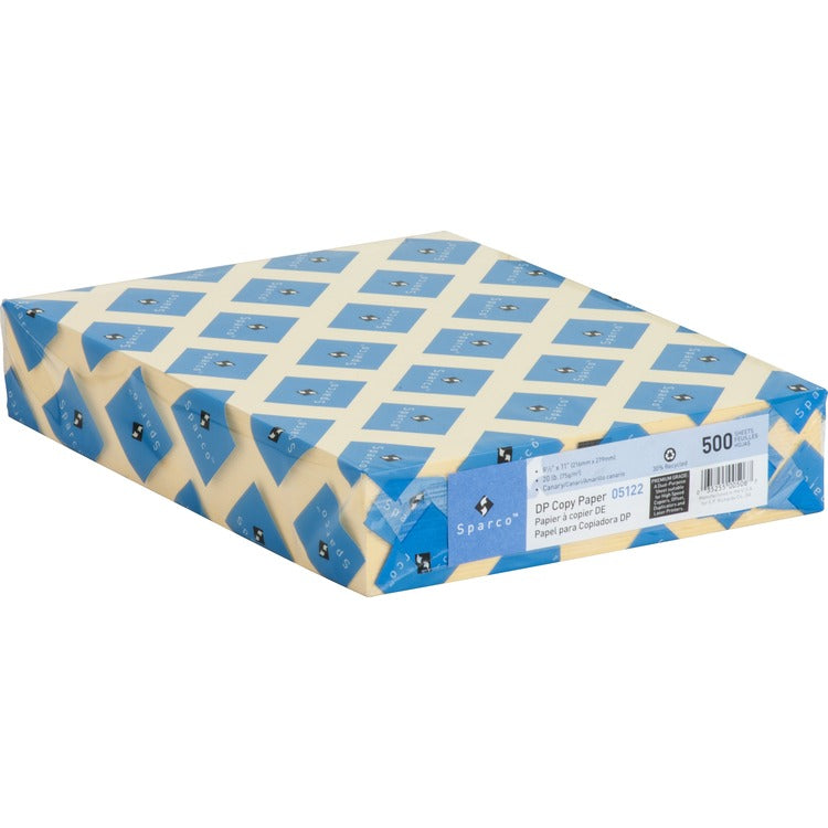 Sparco Premium Copy Paper, 20Lb, 8 1/2&quot; x 11&quot;, Canary (SPR05122) 1 Ream