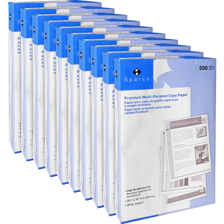 Sparco Copy Paper, 92 Bright, 20 Lb, 8 1/2&quot;x14&quot;, 500/Pack, White (SPR06420) Pack of 500