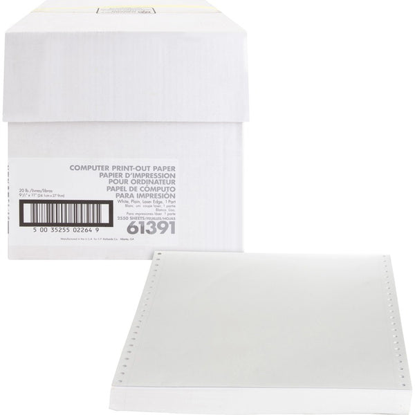 Sparco Computer Paper, Plain, 20 lb., 9 1/2&quot;x11&quot;, 2550 SH, White (SPR61391)