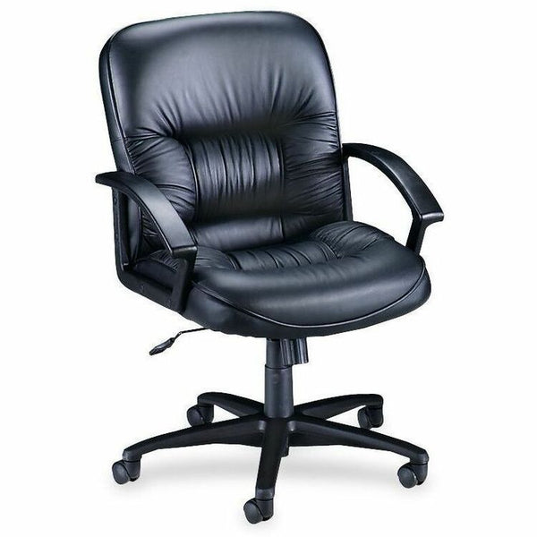 Lorell Black Leather Exec Midback Chair, 25 3/4&quot; x 29&quot; x 38 1/2&quot; (LLR60115)