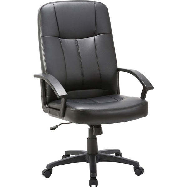 Lorell High Back Chair, Leather, 26&quot;x29 1/2&quot;x49 13/16&quot;, Black (LLR60120)