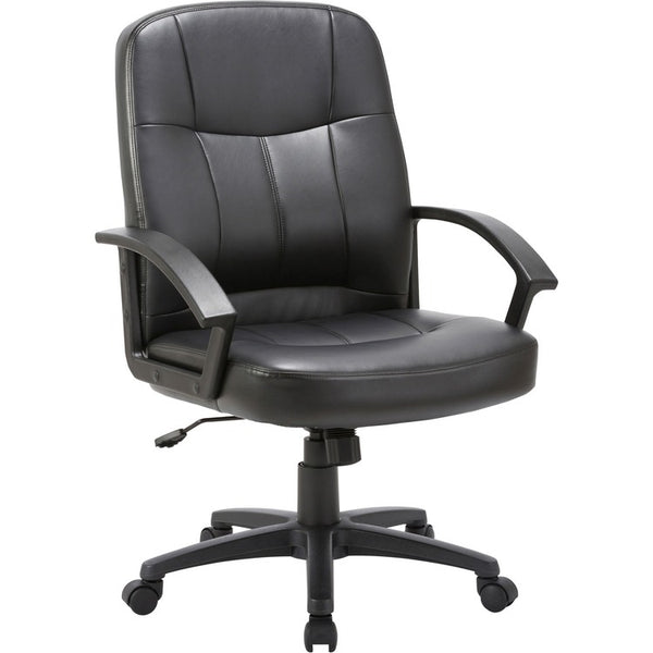 Lorell Mid Back Chair, Leather, 26&quot;x28&quot;x42 1/2&quot;, Black (LLR60121)