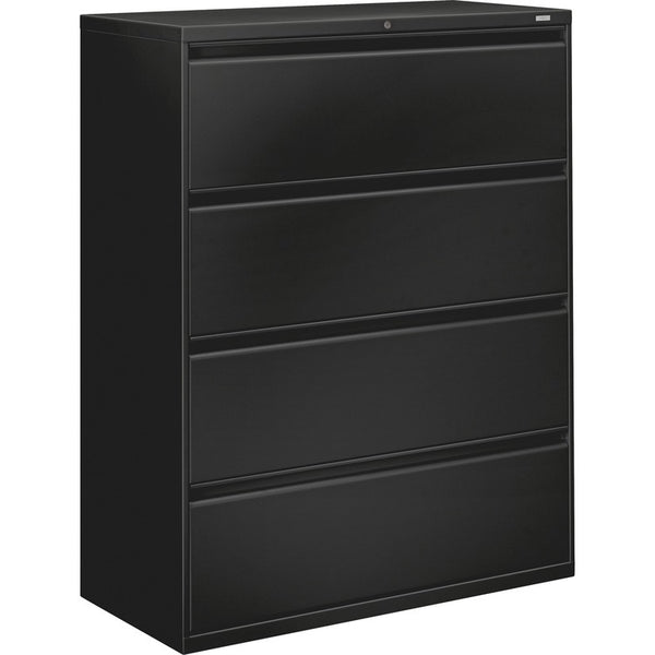 HON Locking 4 Drawer Metal Lateral File Cabinet, 42"x19-1/4"x53.25", Black (HON894LP)