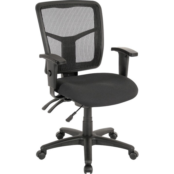 Lorell Mid Back Swivel Task Chair, Black Mesh (LLR86201)