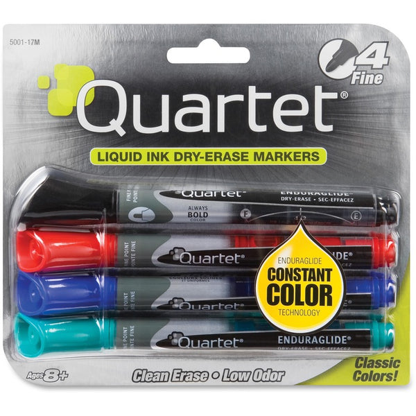 Quartet Enduraglide Dry Erase Marker, Fine Tip, Four Color Set (QRT500110M)