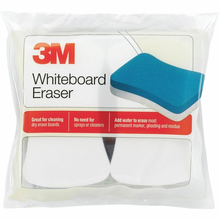 3M Whiteboard Eraser Pads, 5"x3", 2/PK, Blue/White (MMM581WBE) Pack of 2