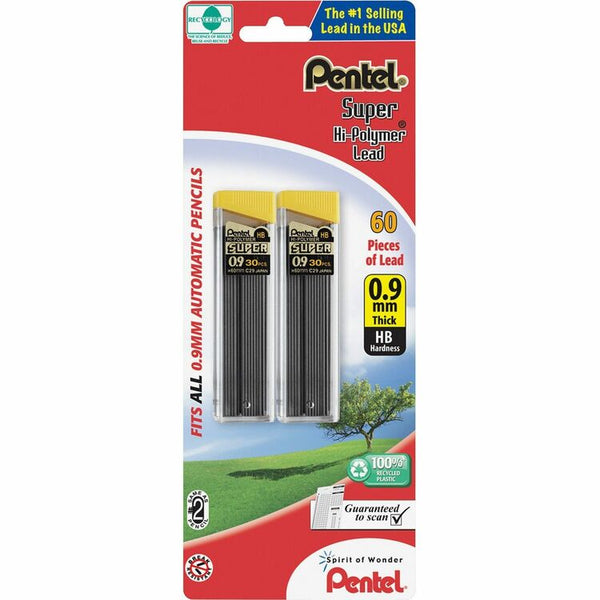 Pentel .9mm Lead Refills, HB, Pack of 60 (PENC29BPHB2)