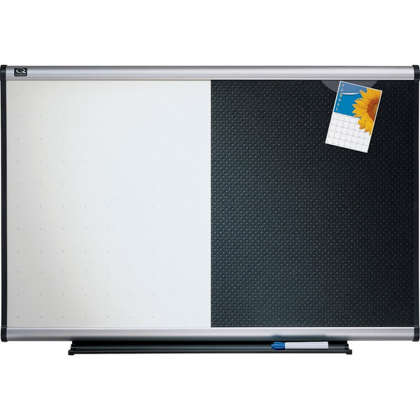 Quartet Dry Erase/Bulletin Board, Embossed Foam, 36 x 24, Black/White, Aluminum Frame (QRTBTE643A)