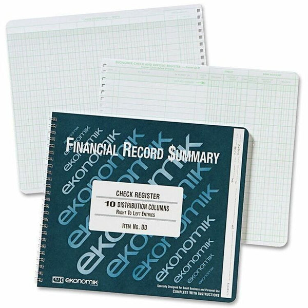 Ekonomik Wirebound Check Register Accounting System, 8 3/4 x 10, 40 Pages (EKODD) Each