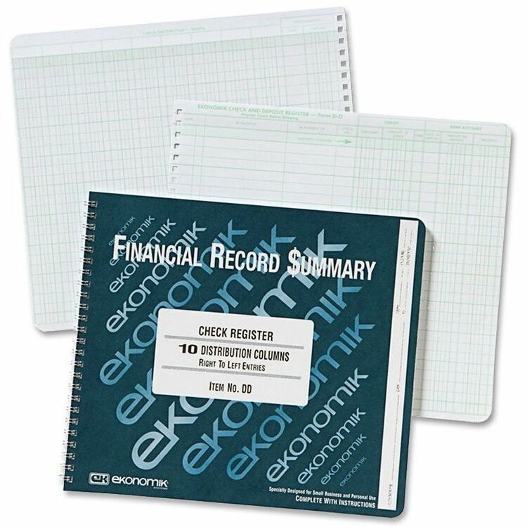 Ekonomik Wirebound Check Register Accounting System, 8 3/4 x 10, 40 Pages (EKODD) Each