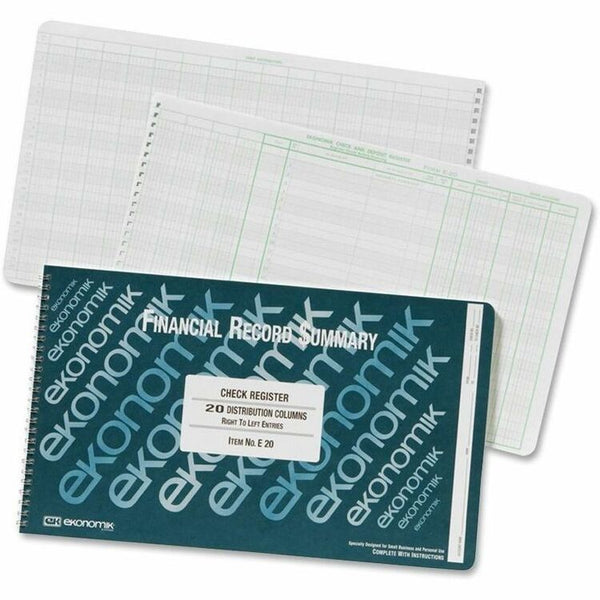 Ekonomik Wirebound Check Register Accounting System, 8 3/4 x 14 3/4, 40 Pages (EKOE20) Each