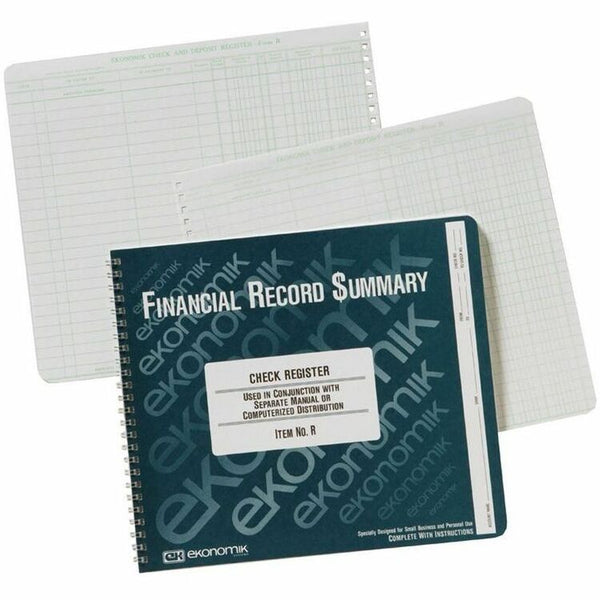 Ekonomik Wirebound Check Register Accounting System, 8 3/4 x 10, 40-Page Book (EKOR) Each
