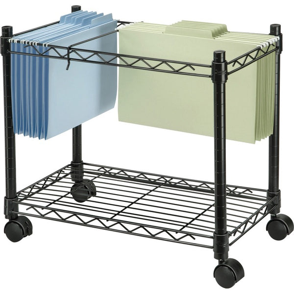 Fellowes High-Capacity Rolling File Cart, Metal, 1 Shelf, 2 Bins, 24" x 14" x 20.5", Black (FEL45081)