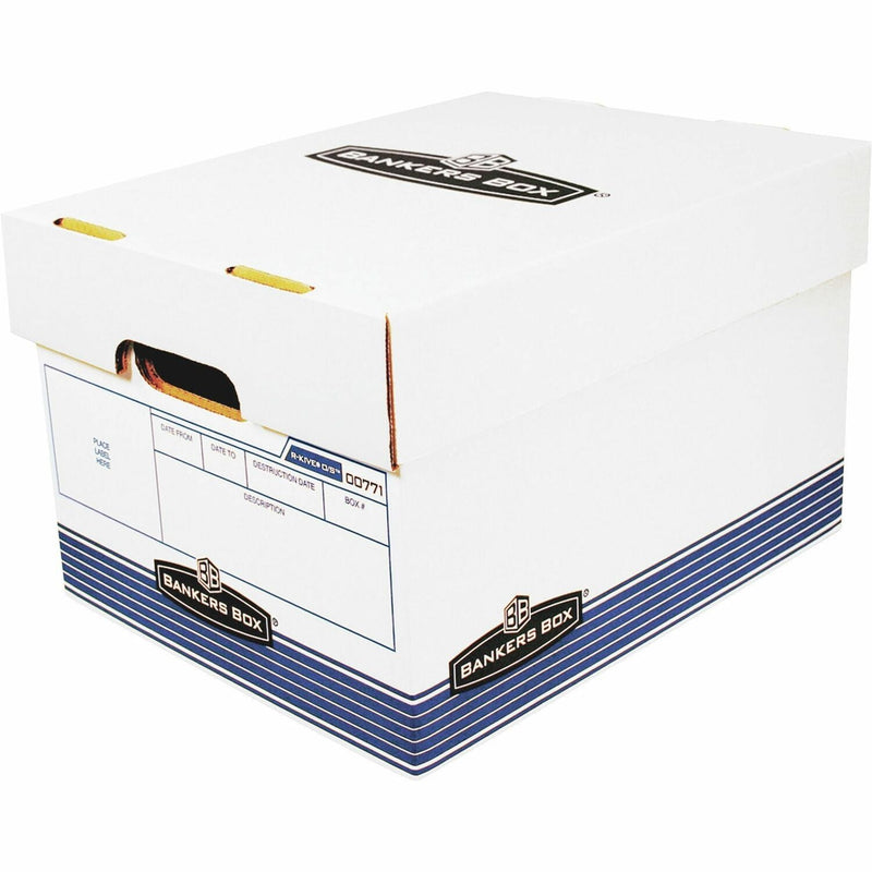 Bankers Box Storage Box, 10&quot;x12&quot;x15&quot;, 3&quot;D Lift off Lid, BK/BE (FEL0077101) Pack of 20
