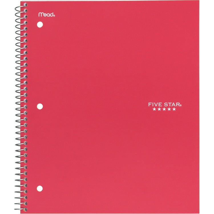 Five Star Wirebound Notebook, 1 Subject, Legal Rule, 10 1/2 x 8, 100 Sheets, Red (MEA72017) Each