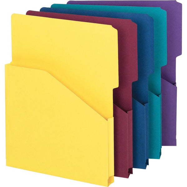 Smead Slash Pocket Recycled Jackets, 1&quot; Exp., Letter, 2/5 Cut Tab, Asst. Colors, 5/Pack (SMD75445) Pack of 5