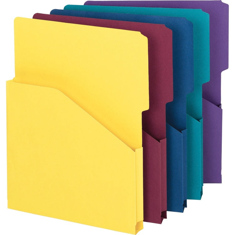 Smead Slash Pocket Recycled Jackets, 1&quot; Exp., Letter, 2/5 Cut Tab, Asst. Colors, 5/Pack (SMD75445) Pack of 5