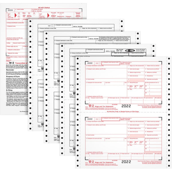 TOPS W 2 Tax Forms for Dot Matrix Printers/Typewriters, 4 Part, 24 Sets/Pack (TOP2204) Pack of 24