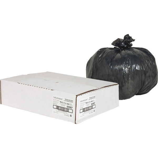 Nature Saver Recycled Black Trash Bags, 10 Gallon, Box of 500 (NAT00987) Box of 500