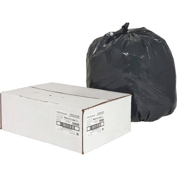 Nature Saver Recycled Black Trash Bags, 16 Gallon, Box of 500 (NAT00988) Box of 500