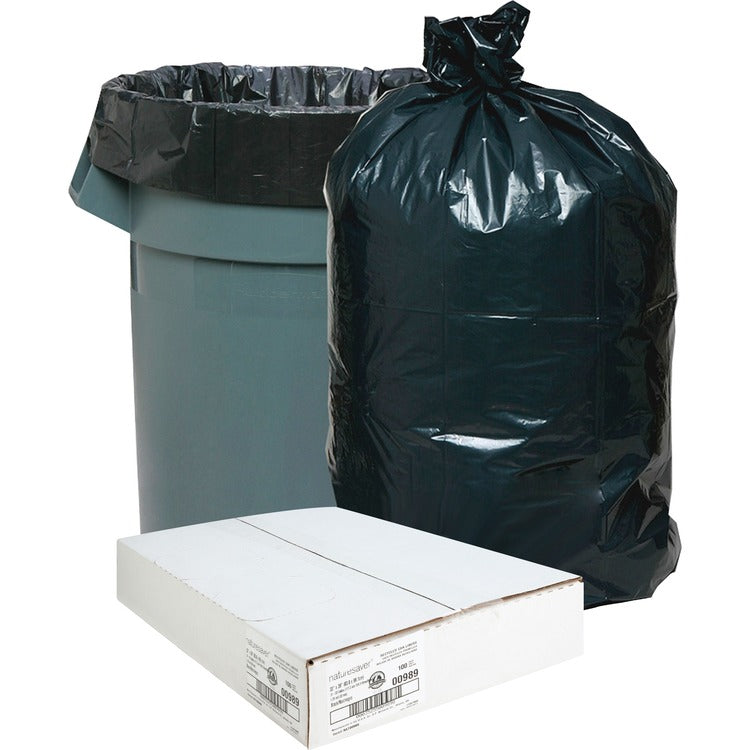 Nature Saver Recycled Black Trash Bags, 33 Gallon, Box of 100 (NAT00989) Box of 100