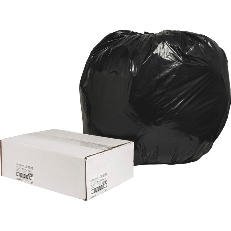 Nature Saver Recycled Black Trash Bags, 56 Gallon, Box of 100 (NAT00992) Box of 100