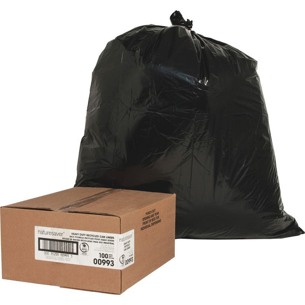 Nature Saver Recycled Black Trash Bags, 33 Gallon, Box of 100 (NAT00993) Box of 100