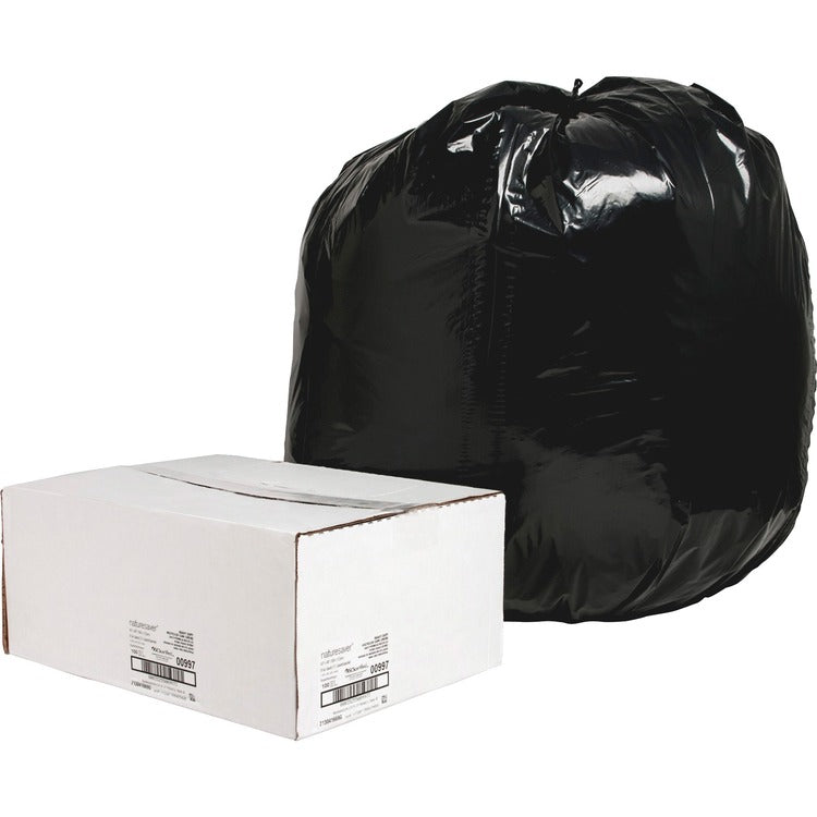 Nature Saver Recycled Black Trash Bags, 56 Gallon, Box of 100 (NAT00997) Box of 100