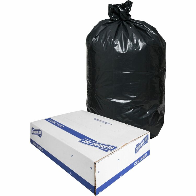 Genuine Joe Black Trash Bags, 30 Gallon, 1.5 Mil, Box of 100 (GJO01532)