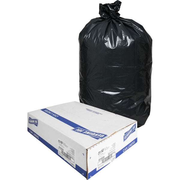 Genuine Joe Black Trash Bags, 33 Gallon, 1.5 Mil, Box of 100 (GJO01533)