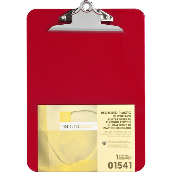 Nature Saver Plastic Clipboard, 1&quot; Cap, 8 1/2&quot;x12&quot;, Red (NAT01541) Each