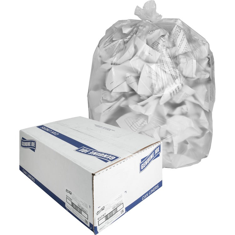 Genuine Joe High Density Clear Trash Bags, 33 Gallon, Case of 500 (GJO01757)