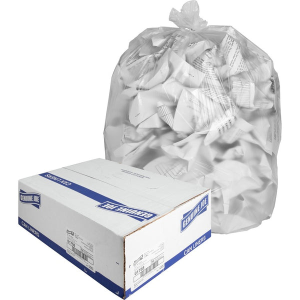 Genuine Joe High Density Clear Trash Bags, 45 Gallon, 250 Per Roll (GJO01758)