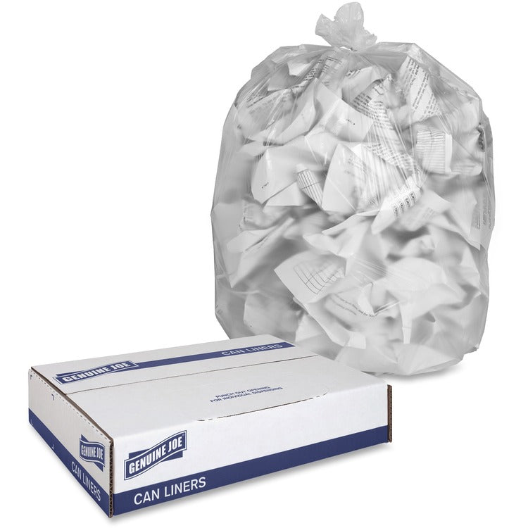 Genuine Joe High Density Clear Trash Bags, 60 Gallon, Case of 200 (GJO01759) Case of 200