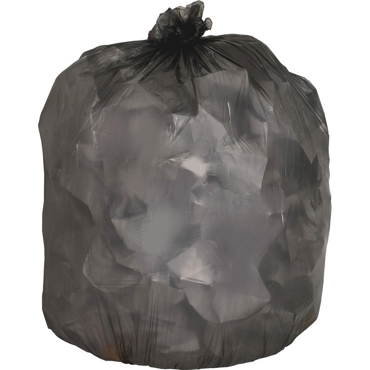 Genuine Joe Black Flat-Bottom Trash Bags, 10 Gallon, 0.35 Mil, 24" X 23", Case of 1,000 (GJO70417)