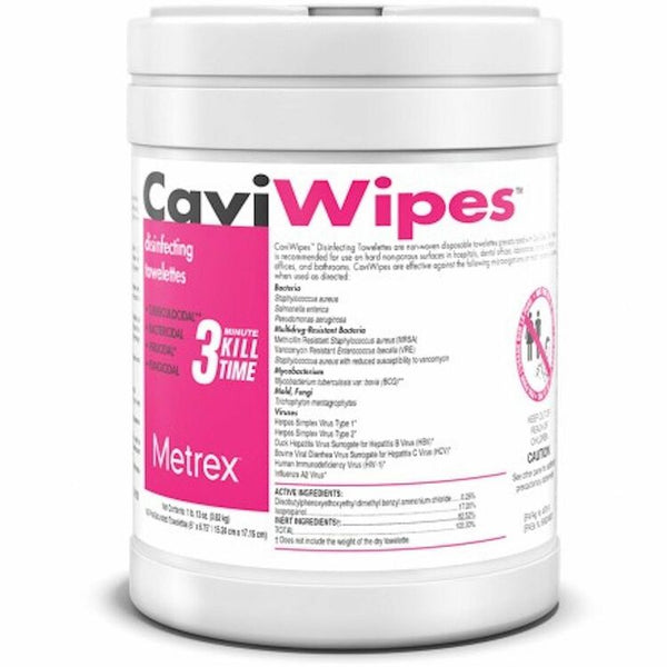 Caviwipes Cleaner/Disinfectant Towelettes, 6" x 6-3/4", 160/Canister (MRXMACW078100) Each