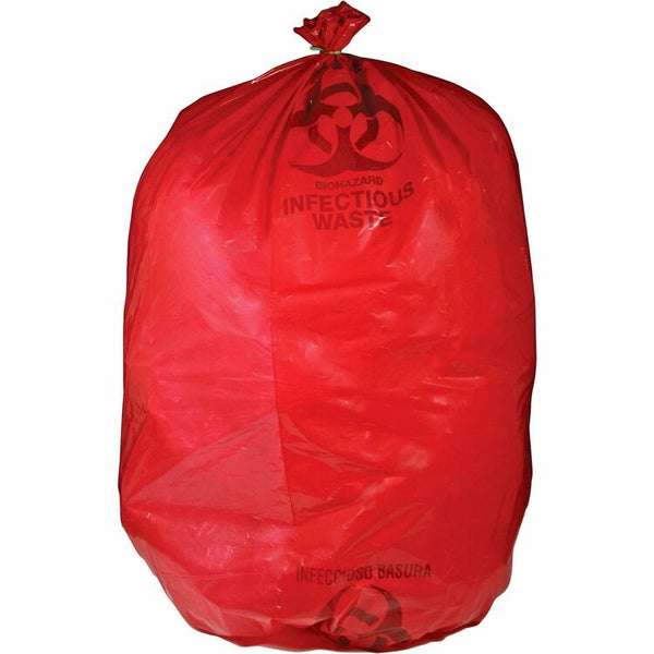 Medegen Biohazard Waste Bag, 30-33 Gallon, 31" x 43", 50/BX, Red (MHMRIWB142143) Box of 50
