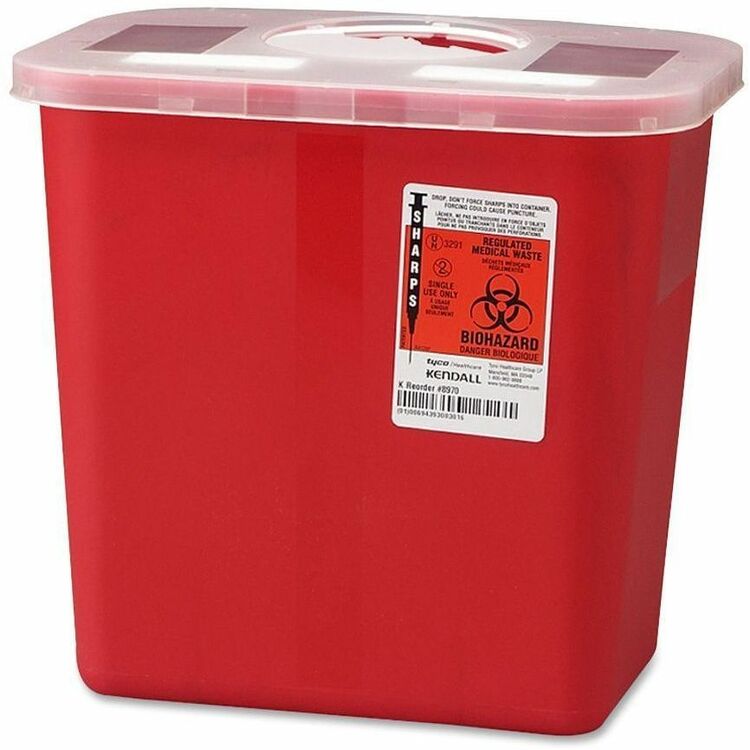 Covidien Biohazard Sharps Container w/ Rotor Lid, 2 Gal., Red (CVDSRRO100970)