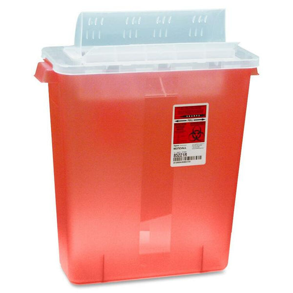 Covidien Biohazard Sharps Container W/Clear Lid, 3 Gallon, Red (CVDSTRT10021R)