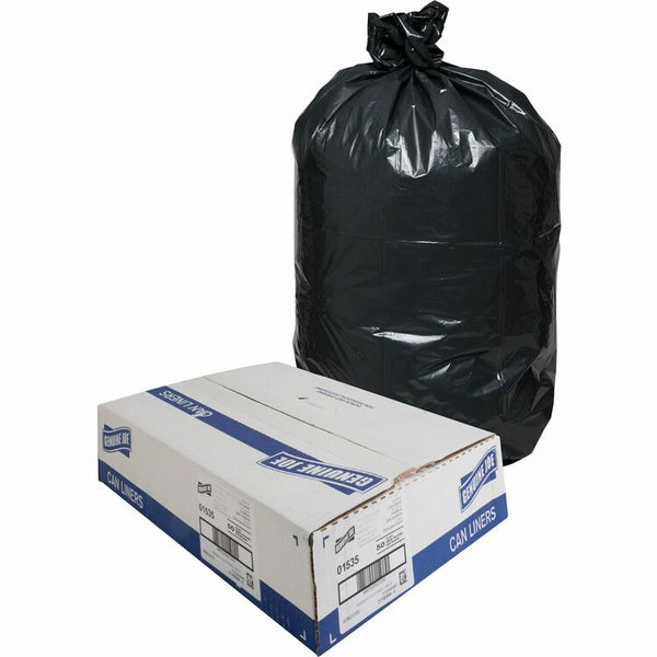 Genuine Joe Black Trash Bags, 60 Gallon, 1.5 Mil, Box of 50 (GJO01535)