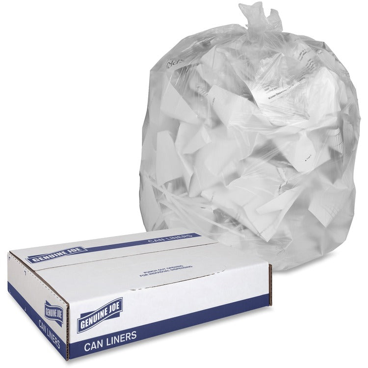 Genuine Joe High Density Clear Trash Bags, 16 Gallon, 24" x 31", Case of 1,000 (GJO70011)