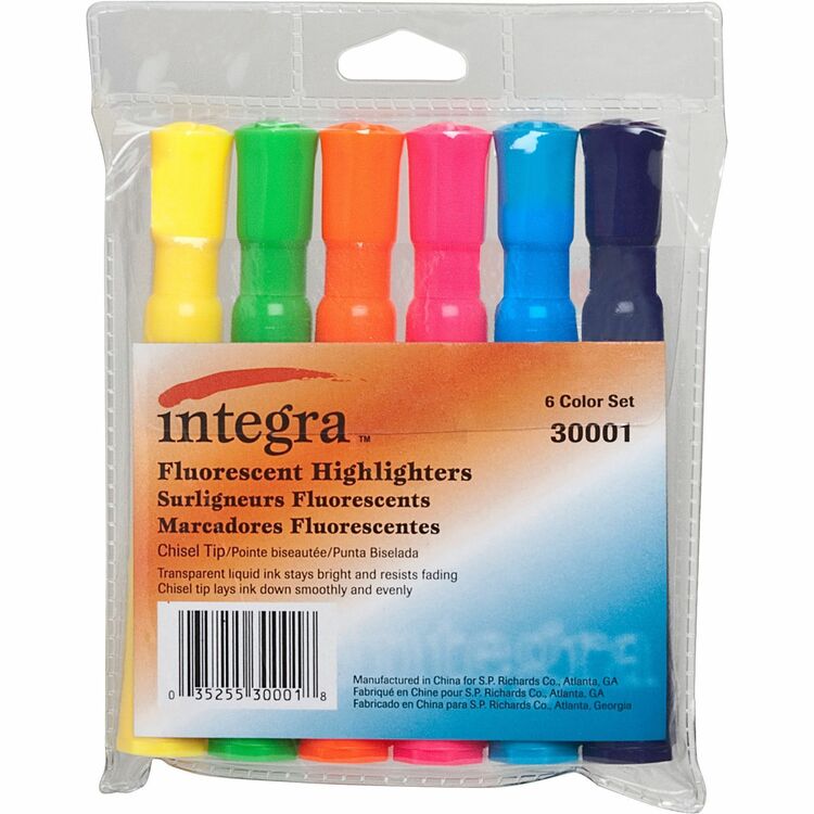 Integra Desk Highlighter, Chisel Tip, 6 EA/Pack, Assorted (ITA30001)