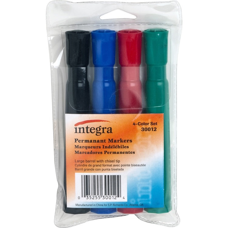 Integra Permanent Marker, Chisel Tip, Black, Red, Blue, Green (ITA30012)