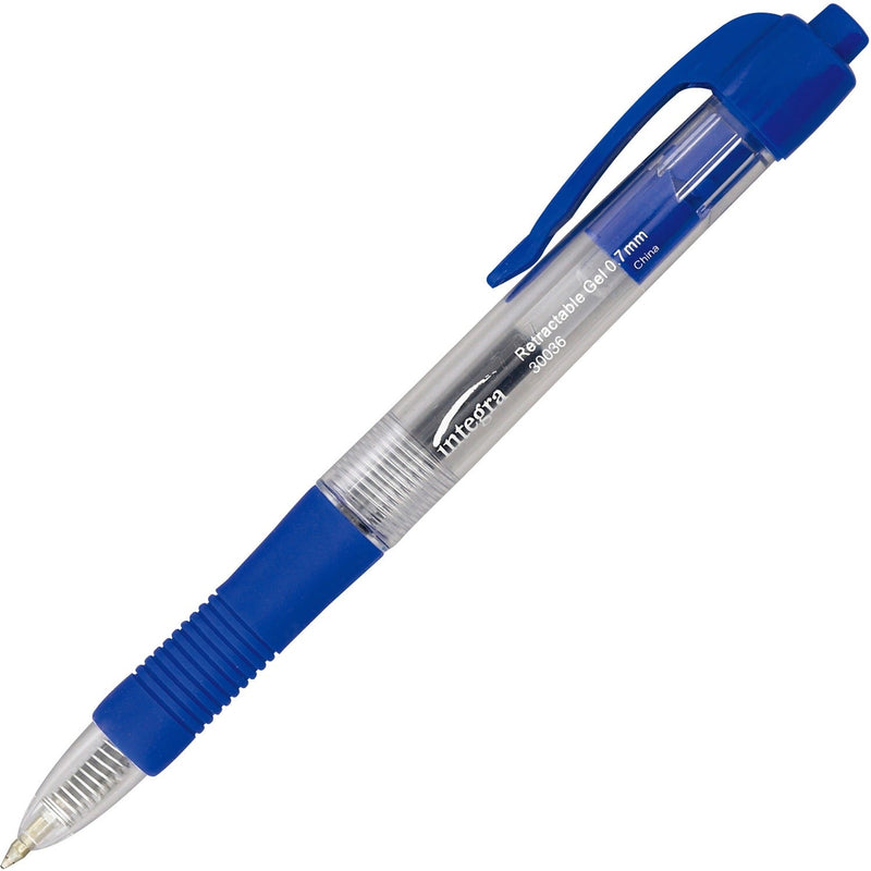 Integra Retractable Gel Ink Pen, Comfort Grip, .7mm, Blue (ITA30036) Each