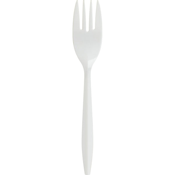 Genuine Joe 20000 White Plastic Forks, Medium Weight (GJO20000)