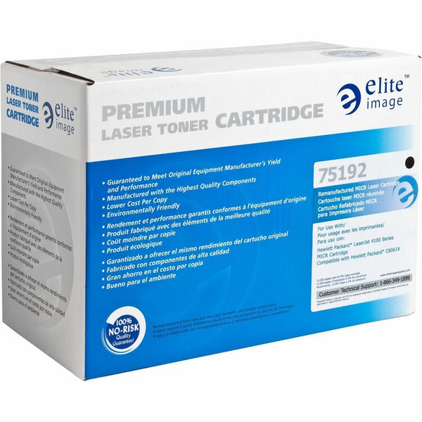 Elite Image Remanufactured MICR Toner Cartridge, Alternative for HP 61X (C8061X), Laser, 10000 Pages, Black, 1 Each (ELI75192) Each