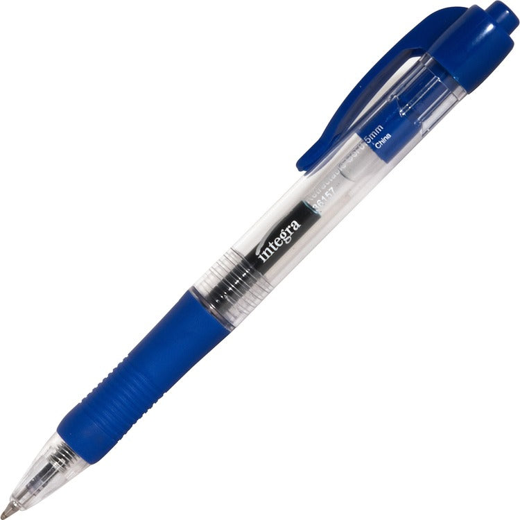 Integra Gel Pen, Retractable, Permanent, .5mm Point, Blue Barrel/Ink (ITA36157)