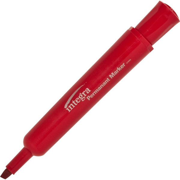 Integra Permanent Marker, with Pocket Clip, Chisel Tip, Red (ITA33328)