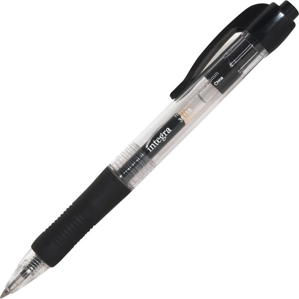 Integra Gel Pen, Retractable, Permanent, .5mm Point, Black Barrel/Ink (ITA36156)