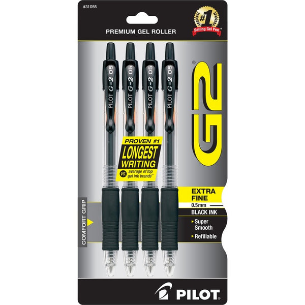 Pilot Black Refillable Retractable Gel Pen, Extra-Fine (PIL31055)